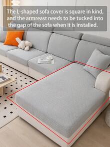 1pc Modern Plush Sofa Slipcover, Non-Slip Elastic Cover, Suitable For 1/2/3/4 Seater Sofa, Pet Friendly, Machine Washable - Nian Chu - Light Grey - View 9