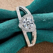 925 Sterling Silver Plated Heart Zirconia 7-10# Ring For Women Wedding Charm Engagement Fashion Jewelry - Silver - View 4
