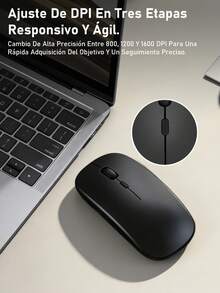 Mejora tu experiencia informática con un ratón inalámbrico recargable - 2.4Ghz silencioso para ratón óptico de portátil - Gris - Ver 10