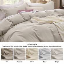 Duvet Cover King Size 3 Pieces Prewashed CottonLike Extra Soft Bedding Set, Includes 1 Duvet Cover 104x90 Inches With Zipper Closure Amp 2 Pillow Shams, Linen, Comforter Not Included - 02LinenNoComforterKi - View 2