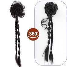 Flower Bun, Bubble Ponytail Wig Accessories - Dark Brown - View 2