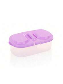 1pc Dual Compartment Covered Kitchen Food & Grain Airtight Sealed Jar, Multifunctional Fridge Plastic Storage Box, Christmas Gift - Multicolor - View 8