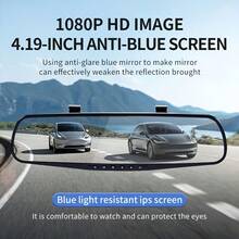 4.19" Dual Lens HD Dash Cam, Front & Rear Dual Cameras, Wide Angle Night Vision, Easy Installation, Rearview Mirror Reverse Assist, 150mAh Battery - 2 Camera - View 7