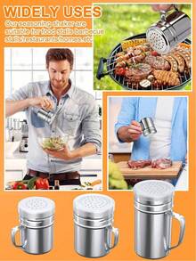 1pc Stainless Steel Powder Duster, Spice Jar With Lid, Cocoa Powder Shaker, Seasoning Powder Dispenser, Manual Powder Sifter, Powdered Sugar Shaker, Pepper Mill With Handle, Multi-Hole Spice Seasoning Bottle, Suitable For Icing Sugar - Multicolor - View 6