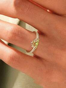 Wrist Story 1Pc Fashion High-End Exquisite Luxury Diamond Ring, Emerald Flower Shaped Diamond Ring, Wedding Ring, Engagement Ring, Suitable As A Beautiful Gift To Witness Love - 金色皇冠戒指 - 查看 4