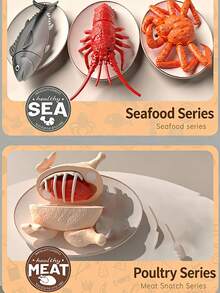 3D Fruit Cutting Toy Kitchen Playset, Includes Fruit, Fish, Lobster, Crab, Chicken, Simulated Cooking Utensils, Roleplay Toy For Early Childhood Development, Educational Puzzle Toy, Christmas Gift For Boys And Girls - Multicolor - View 3