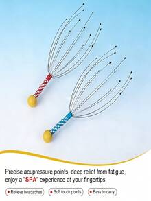 1pc Octopus Head Massager, 12 Tentacle Scalp Massage Tool, Fun Relaxation Gift, Soul Extractor, Head Scratcher, Unisex Stress Relief Massager - Multicolor - View 7