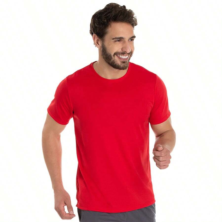 Men's Dry Fit Sports T-Shirt With UV Protection - Mirante Store - Red - View 1