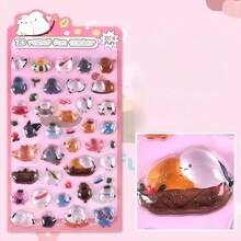 3D Stereoscopic Panda, Rabbit & Ocean Life Stickers With Faux Gemstone Embellishments, Suitable For Phone Decoration And DIY Crafts - 彩色 - 查看 14