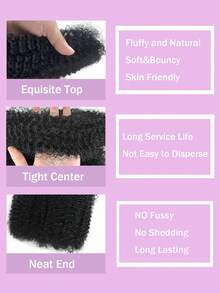 Bulk African Curly Human Hair, Natural Hair, Pre-Puffed Springy Twist Braids, Pre-Stretched Coiled Hair, For Making Micro Braids, Twist Braids, Dreadlocks Extensions, Dreadlocks Repair, Mini Twist Braids - Natural Black - View 3