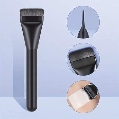 鱼尾粉底刷，扁平超薄单字化妆刷，不吸粉粉面膜刷，美容工具，化妆刷，月亮牙刷