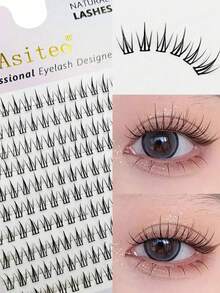 160 Eyelash Clusters, Soft C Curls, Segmented Natural And Rich Eyelashes, Beginner's Home Makeup DIY Eyelash Clusters, Individual Eyelashes, Fake Eyelashes - Black - View 1