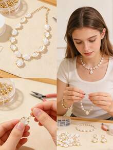 20/50/100/150/200片装亚克力叶子花朵吊坠，透明叶子吊坠，适用于珠宝制作、手链、项链、耳环等。 - 彩色 - 查看 3