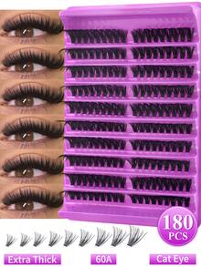 8-16mm D卷度 DIY 180片/160片簇状假睫毛，100D 80D 60D 40D 浓密蓬松单根假睫毛，仿貂毛睫毛，可重复使用睫毛簇，睫毛簇，单根假睫毛，睫毛，假睫毛 - D - 查看 10