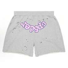 Sp5der Waist Elastic Casual Workout Athletic Gym Summer Y2k Shorts - 淺灰色 - 查看 6