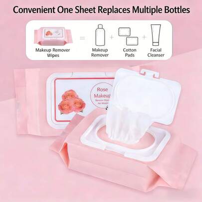 MORE BEAUTY 2 types of makeup remover wipes, portable wipes for hand and mouth cleaning, care wipes, detachable wipes, excellent makeup remover wipes, unwashed wipes, portable small packaging, juicy watermelon flavor 100% plant-based wet facial wiping towels, suitable for adults and children, harmless to the face and skin, gentle on sensitive skin, suitable for makeup removal wipes set for bathrooms and travel, portable wipes for outdoor travel, single packaging, 1 pack (120 rolls)