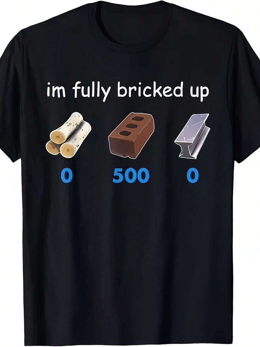 Im Fully Bricked Up T Shirt |   Youth Sport Style Tee, Comfortable,  Streetwear For Men, Perfect For Training, Running, And Everyday Outfits, Crew Neck, All-Season, Vintage Style - màu đen - Xem 1