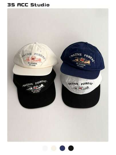 Mũ lưỡi trai mềm mại, thêu chữ, kiểu dáng đường phố cổ điển, vành phẳng, có khóa cài phía sau, phù hợp với chu vi đầu lớn, kiểu dáng mới mùa thu/đông.