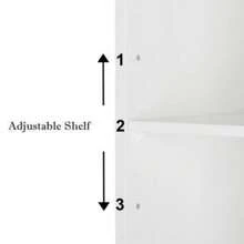 Wooden Cabinet 3 Shelves Double Door Bathroom Storage Floor Organizer White - 白色 - 查看 6