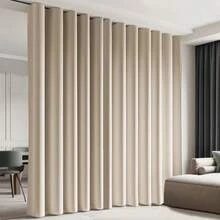Divider Blackout Curtain Track Curtains Wall Dividers Panels Screen For Living Rooms Bedroom Office Privacy Partition Separation, W100 L96 Inch,1 Panel, Beige - Beige100Wx96LPackof1 - View 2