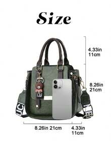 Women Fashion Handbags Top Handle Shoulder Bag Wallet Classic Vintage PU Leather Shoulder Bag Casual Crossbody Bags For Valentine's Day Use - 軍綠色 - 查看 8