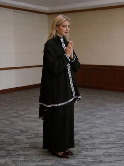 迪拜女士长袍和摩洛哥长袍 | 简约伊斯兰服饰，配头巾，适合祈祷、居家、户外、休闲场合