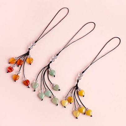 1PC Natural Crystal Mini Little Love Amethyst Pendant - Healing Stone, Mobile Phone Decor & Yoga Energy Jewelry Gift