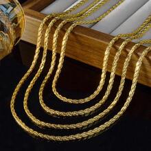1pc Fashion Classic 14k Gold-Plated Shiny Woven Chain Necklace For Women - Gold - View 2