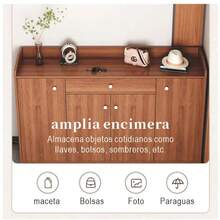 120cm Zapatera Organizador De Gran Capacidad Para Vestíbulo - Marrón - Ver 3