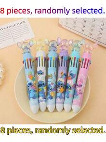 1/5/8 Stück süße Stitch Blumen Stifte, 10 Farben pro Stift, Stitch Stift Set mit Rückzugsfunktion, Cartoon Textmarker Geschenkset, geeignet für Schule/Zuhause/Büro Schreibwaren, Urlaubsgeschenke, Accessoires, Begleitergeschenke, Stitch Kristall Mehrfarbiger Kugelschreiber mit Rückzugsfunktion, perfektes Geschenk für den Schulanfang - Stich - Übersicht 11