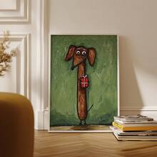 1pc Frameless Canvas Dachshund Art Print - Minimalist Oil Painting Style For Living Room,Perfect Gift For Dog Owners, Living Room, Bedroom, Kitchen Bedroom, Office Decor, Wall Art Gift & Best Gift Choice - Dachshund - View 3