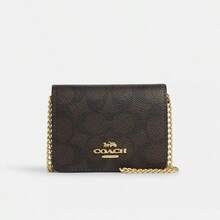 Coach Ví mini nữ bằng da, túi đeo chéo, túi đeo vai có nắp gập, túi messenger nhỏ xinh với ngăn mở bên ngoài. - màu nâu - Xem 8