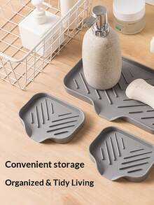 2pcs Silicone Sink Dish Drying Rack With Sponge Holder - Self-Draining, Non-Slip Bathroom And Kitchen Storage Organizer For Soap, Brush And Cleaning Tools. Includes Green And Yellow Sponge Compartments. Sink Caddy | Modern Sink Tray | Silicone Material, Soap And Sponge Holder, Waterproof Countertop Storage Accessory, Drain Mat, Anti-Splash Faucet Silicone Pad, Sink Drip Tray, Household. - Multicolor - View 8