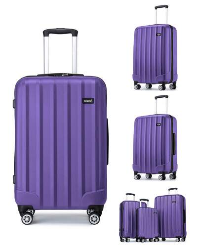 Cabin Luggage Carry On Suitcase 19 24 28 Inch Or 3 Piece Set ABS Hardshell With YKK Zippers TSA Lock 4 Wheel 360 Spinner Lightweight For Travel Holiday Business Trip Solo Or Family Unisex Men Women Check In And Hand Luggage Small Medium Large Sizes - Purple