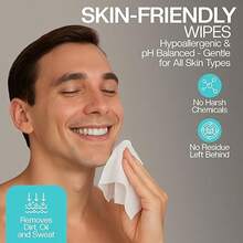 Men's Cooling Face + Body Cleansing Wipes - 4 Pack - 120 Count Post Workout Travel Towlettes - 冷卻 - 查看 6
