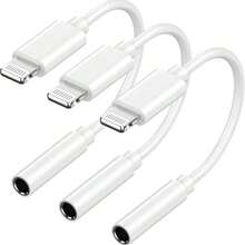 1-3pcs 3.5mm Headphone Jack Connector, Audio Adapter Conversion Cable For IPhone 14 Pro Max/14 Pro/14 Plus/14/13/12/11/XS/XR/8/7/6 Series - White - View 11