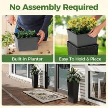 Set of 2 Planters for Outdoor Plants, 24''&32'' Tall Decorative Planter Pots with 4 Drainage Holes, Large Tall Planter for Indoor or Outdoor Front Porch for Patio, Backyard, Home Garden, Black - 1 pieza de 24'' y 1 pieza de 32'' - Ver 4