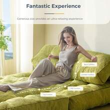 Convertible Folding Sofa Bed - Sleeper Chair With Pillow & Back Support, Portable Floor Lounge For Living Room Bedroom - Green - View 7