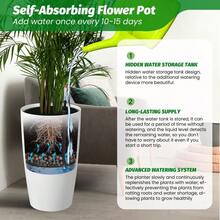 22" Tall Round Planter Set of 2, Self Watering Pots for Indoor Plants, Large Flower Pot Outdoor With Built-In Drainage and a Water Level Monitor, for Patio, Porch, Living Room, or Home Office, White - 2 piezas de 21,7 pulgadas - Ver 2