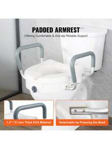Raised Toilet Seat 5 Height Raised 350 Lbs Weight Capacity For Round And Elongated Toilet Twist Lock Installation19.1 - 21.7 Adjustable Width For Elderly Handicap Patient Pregnant M - trắng - Xem 5