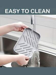 2pcs Silicone Sink Dish Drying Rack With Sponge Holder - Self-Draining, Non-Slip Bathroom And Kitchen Storage Organizer For Soap, Brush And Cleaning Tools. Includes Green And Yellow Sponge Compartments. Sink Caddy | Modern Sink Tray | Silicone Material, Soap And Sponge Holder, Waterproof Countertop Storage Accessory, Drain Mat, Anti-Splash Faucet Silicone Pad, Sink Drip Tray, Household. - Multicolor - View 9