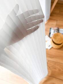 2/36片装法式条纹薄纱窗帘，半透明窗帘，适用于卧室、客厅、阳台 - 白色 - 查看 7