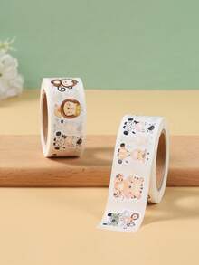 500张丛林动物造型贴纸，纸质封条标签，可爱老虎图案，适用于宝宝一周岁生日“野性十足”主题派对礼品袋、迎婴派对装饰、性别揭晓派对、丛林动物主题生日派对装饰、男宝宝生日派对用品、丛林动物装饰、毕业季、复活节、返校季等场合。 - 叢林動物 - 查看 2