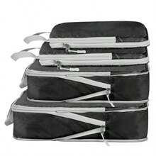 Compression Packing CubesTravel Storage Bag Travel Packing Essentials For Suitcase Organizer Bags Packing Organiser For Carry On Luggage Black Set Of 4 - Black - View 1