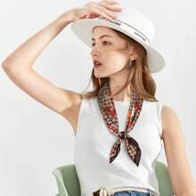 Relang Fashion Silk Satin Head Scarf For Women Hair Bandana Hair Scarf Wrap Neck Scarf For Women 27.5*27.5 Inches  Boho    Polyester - 棕色 - 查看 3
