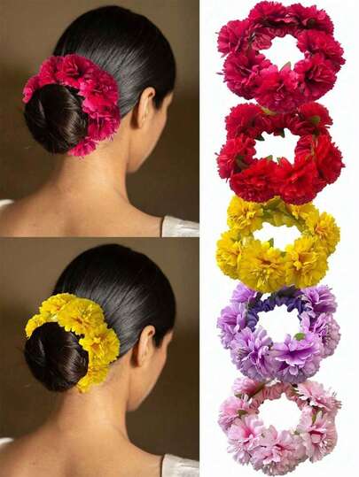 1pc New Carnation Faux Flower Elastic Hair Scrunchie, High-End Hair Tie, Suitable For Buns, Ponytails, Daily Women Hair Accessories And Home Hairstyling, Hair Scrunchie, Hair Tie, Elastic Hair Band, Hair Accessory Hair Elastics Hair Rubber Bands Hair Rope
