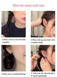 16英寸假发辫，复古腰果花朵发带，编织发夹，油炸面团扭辫，自然无缝连接，马尾发夹，适合日常佩戴的发饰，度假爪夹沙滩发夹 - 彩色 - 查看 8