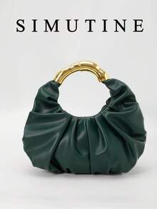 SIMUTINE 小众高品质云朵造型女士手提包，新款时尚褶皱腋下包，时尚手提小钱包，PU材质，适合日常使用、购物、通勤、工作、大学等场合。 - 綠色 - 查看 2