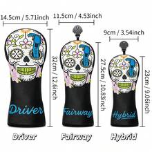 Fashionable Skull Design Golf Club Head Cover, Fits #1 Wood, #3 Wood, #5 Wood And Other Numbered Clubs - Black - View 6