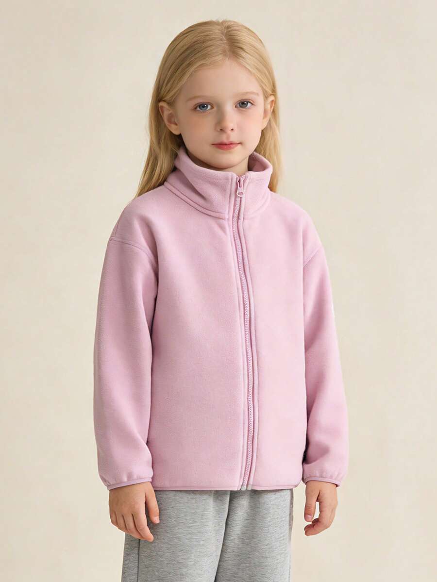 Balabala Chaqueta de forro polar antiestática unisex para niña, ropa de exterior para padres e hijos para primavera y otoño - blanco rojo - Ver 1